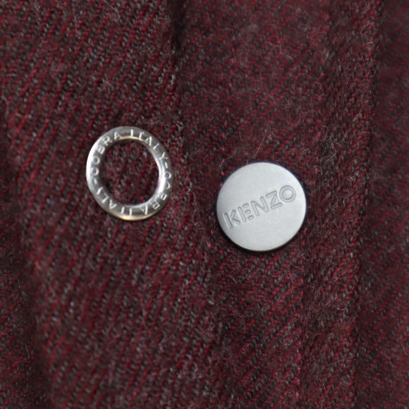 KENZO HOMME Wool Button-Up Shirt, Red Size Small - Picture 7 of 10